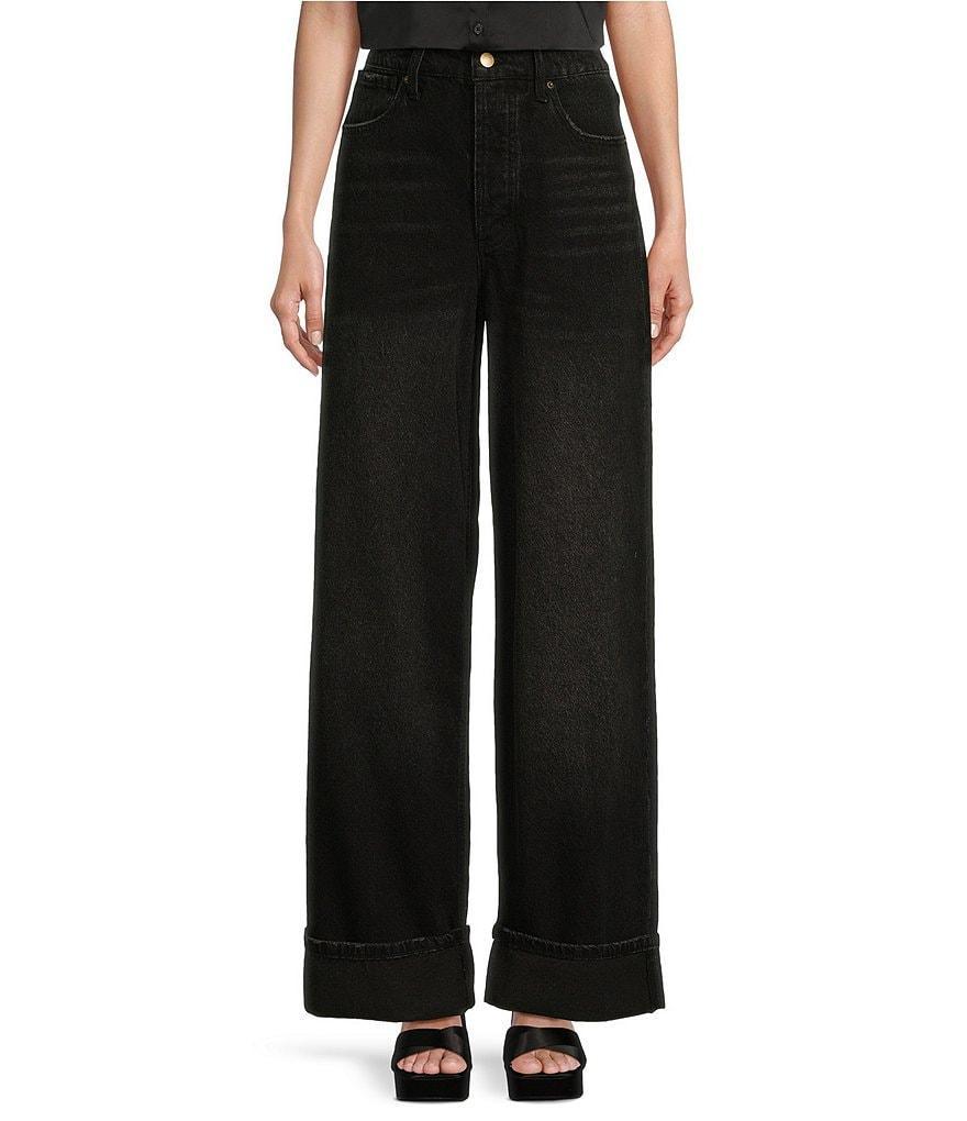 GB Wide Leg Cuffed Denim Jeans Product Image