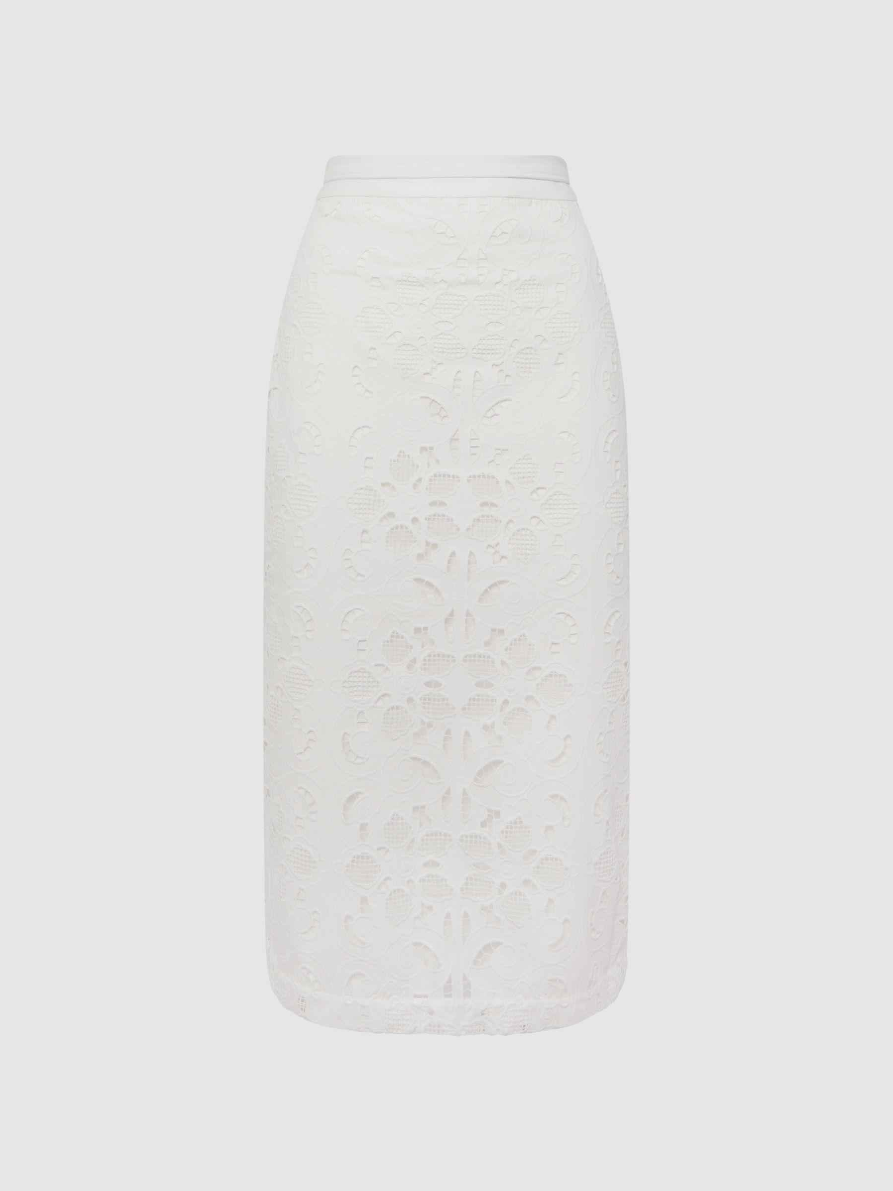 Lace Co-ord Pencil Skirt in White Product Image