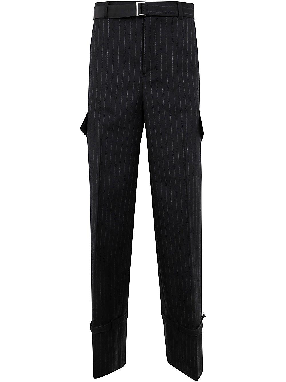 SACAI Striped Belted Pants In Black Product Image