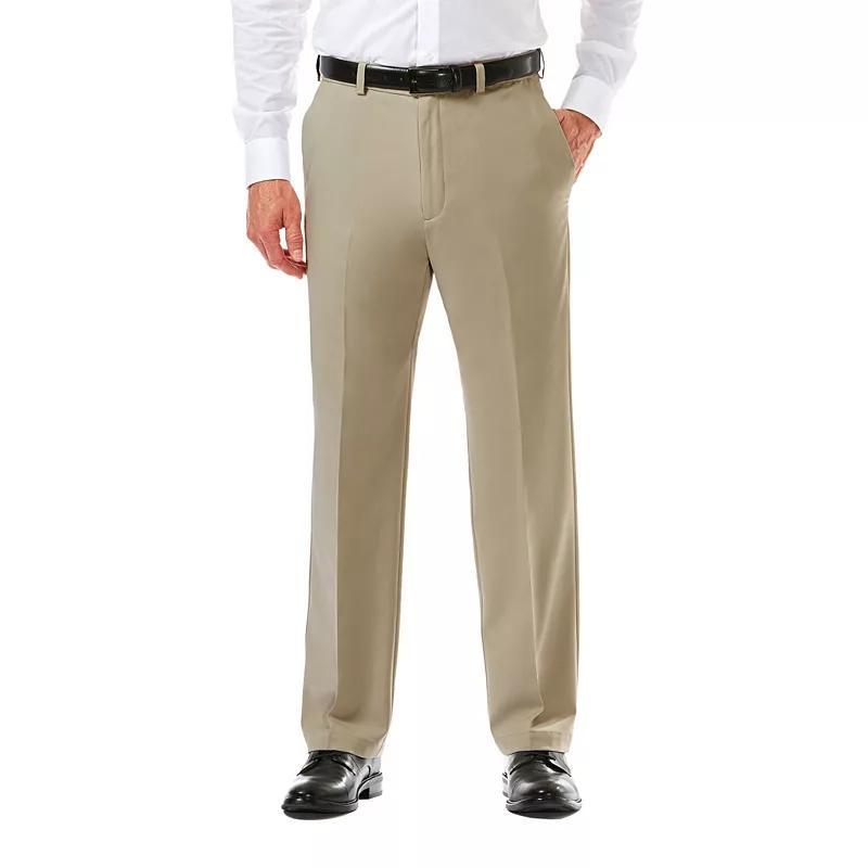 Mens Haggar Cool 18 PRO Straight-Fit Wrinkle-Free Flat-Front Super Flex Waist Pants Green Product Image