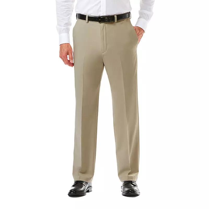 Mens Haggar Cool 18 PRO Straight-Fit Wrinkle-Free Flat-Front Super Flex Waist Pants Green Product Image