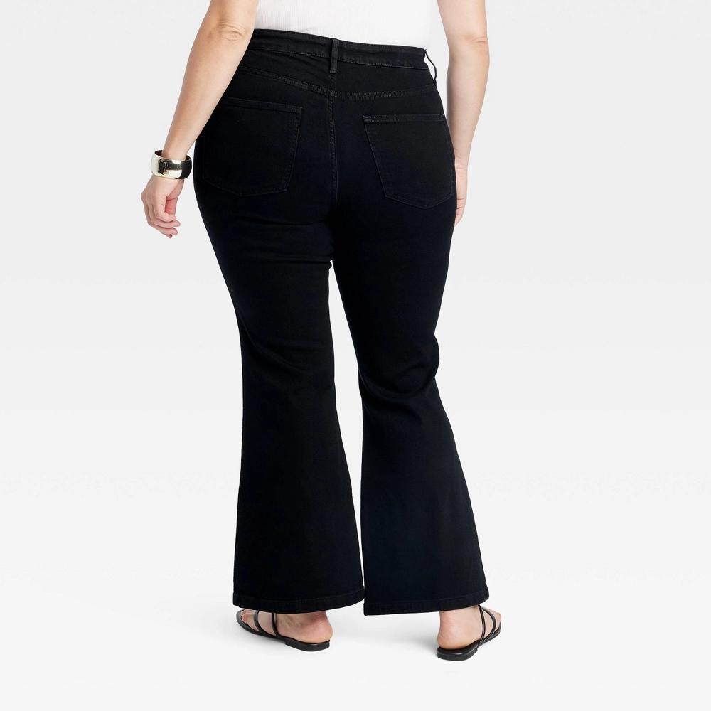 Womens High-Rise Relaxed Flare Jeans - Ava & Viv Black 17 Product Image