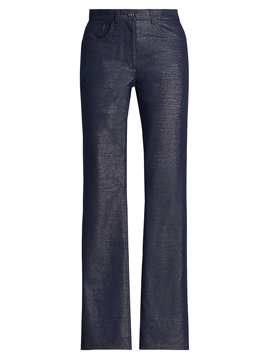 Womens Metallic Denim Pants Product Image