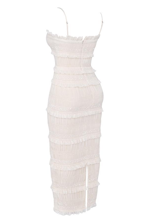 Solana Ivory Sequin Pleat Maxi Dress Product Image