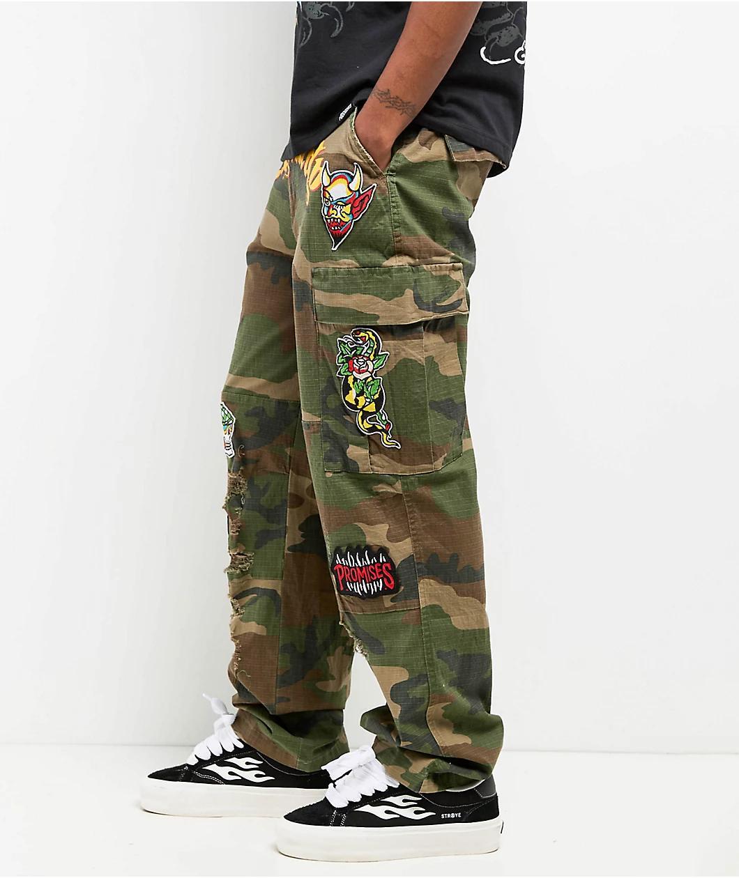 Ed Hardy x Broken Promises Chaos Camo Baggy Fit Cargo Pants Product Image