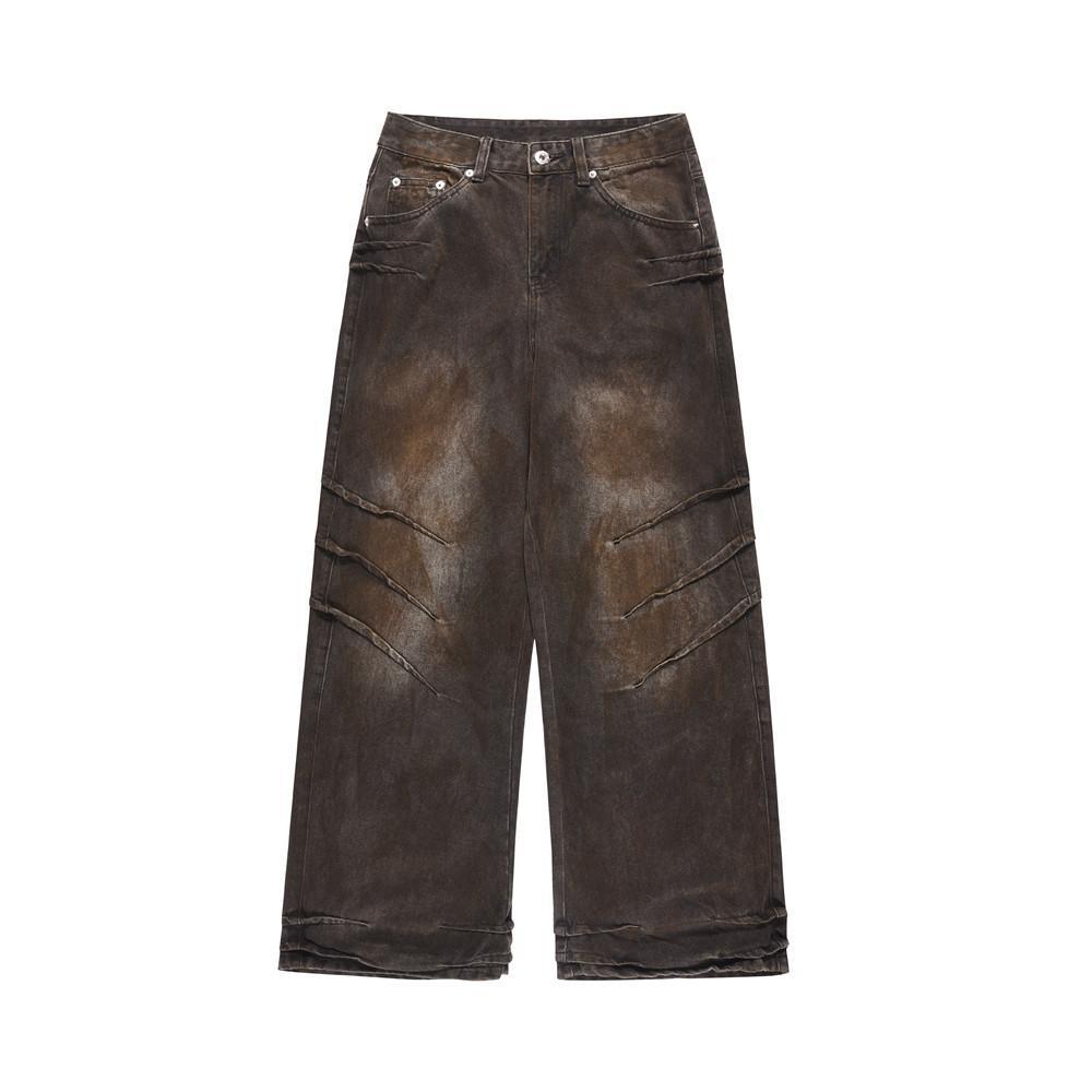 Sopula Vintage Dune Wasteland Doomsday Shark Wrinkles Hip Hop Jeans Product Image
