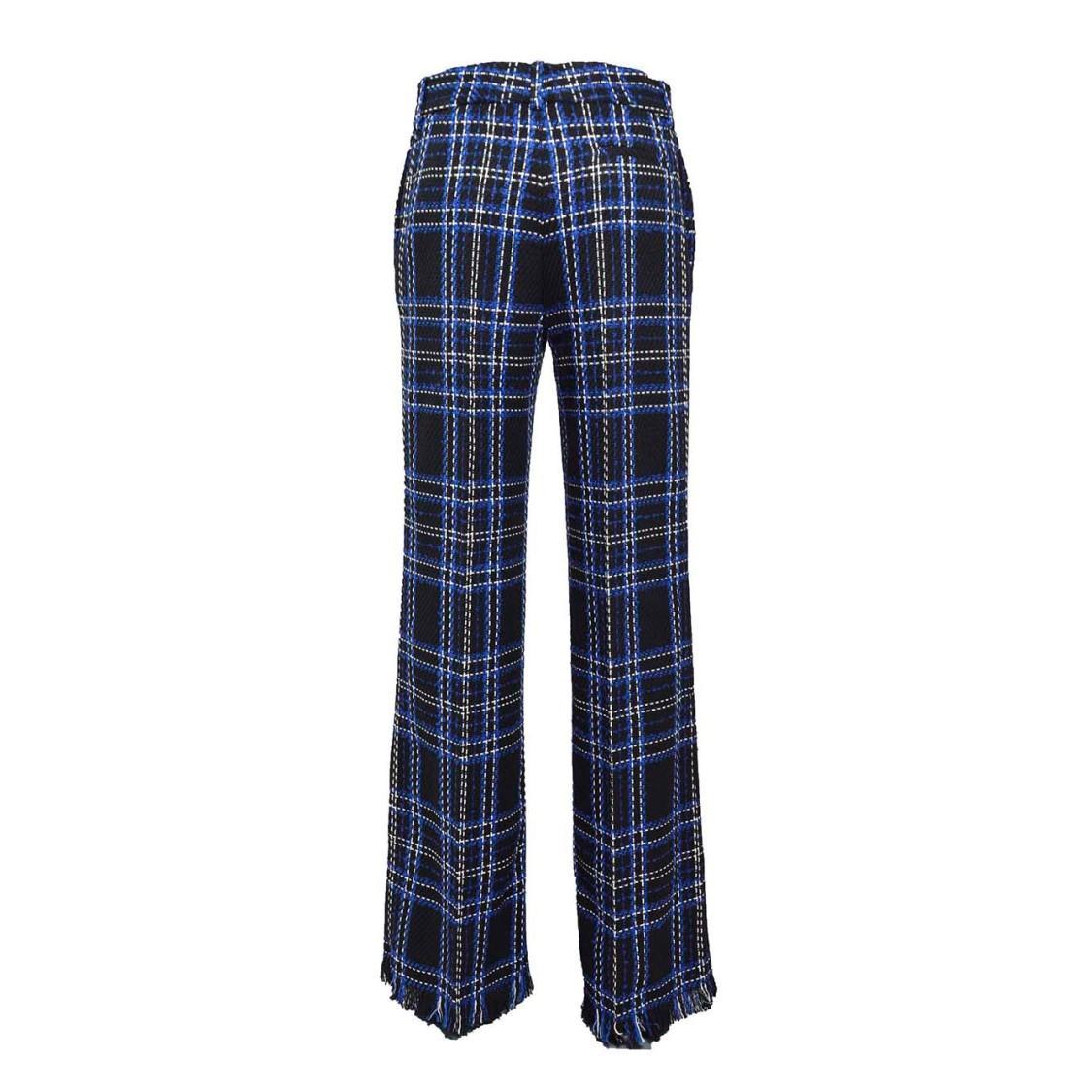 MSGM Checked Fringed Edge Trousers In Nero Product Image