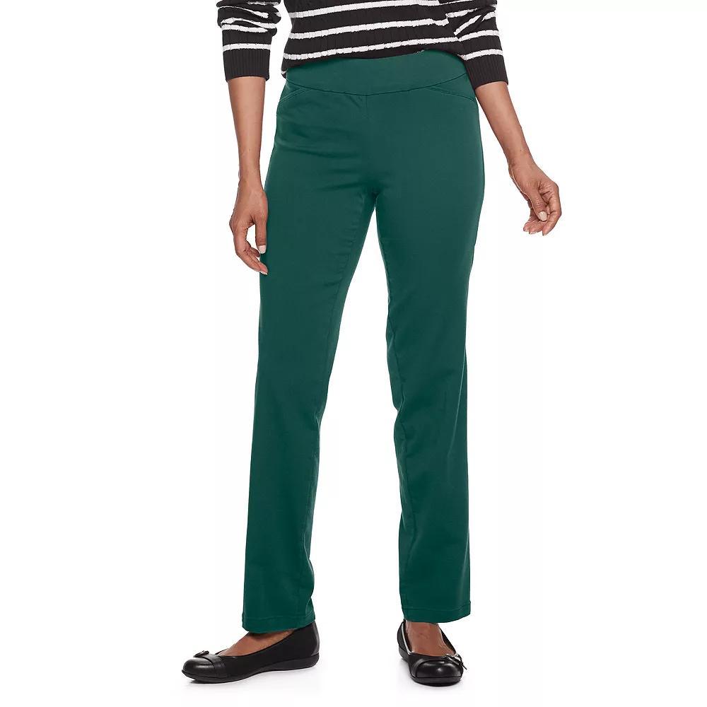 Women's Croft & Barrow® Effortless Stretch Pull-On Straight-Leg Pants, Size: 12, Prosperity Green Product Image