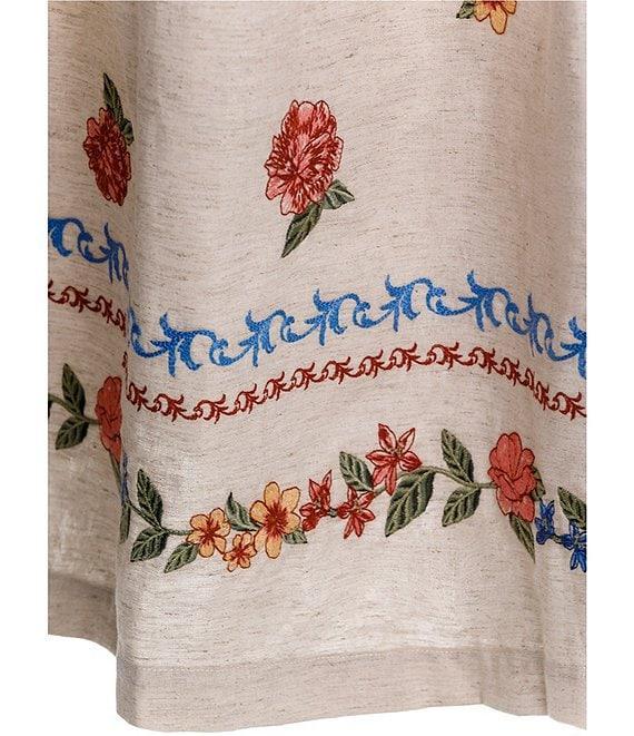 Agua Bendita Jenna Blush Floral Embroidered Smocked Waist Maxi Skirt Product Image