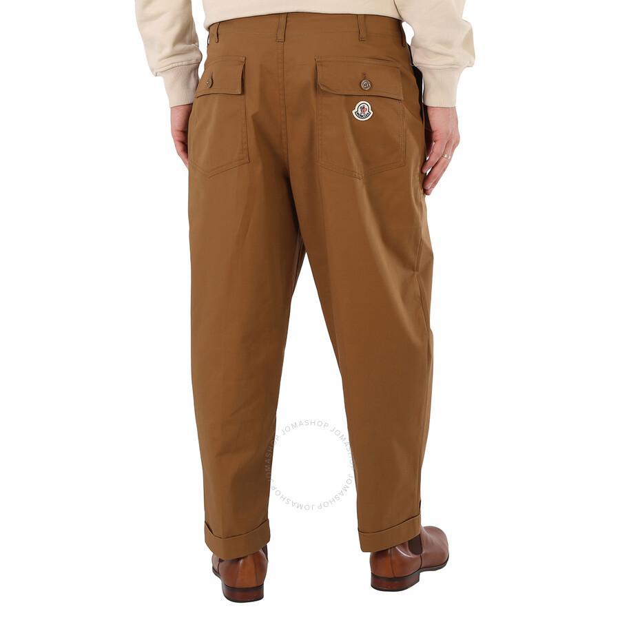MONCLER Men's Brown Cotton Poplin Wide-leg Pants Product Image