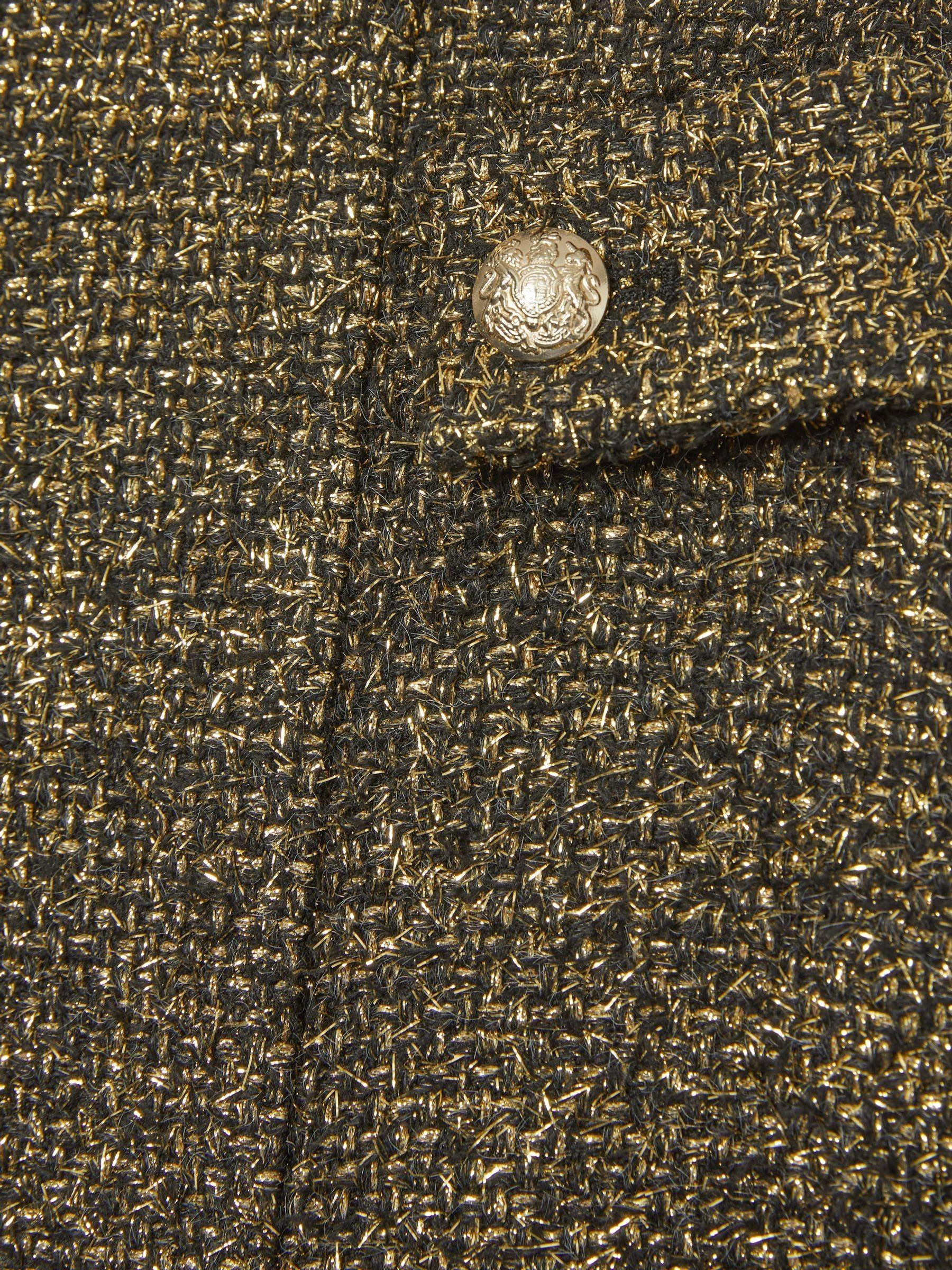 Petite Metallic Knit Cropped Jacket in Gold Product Image