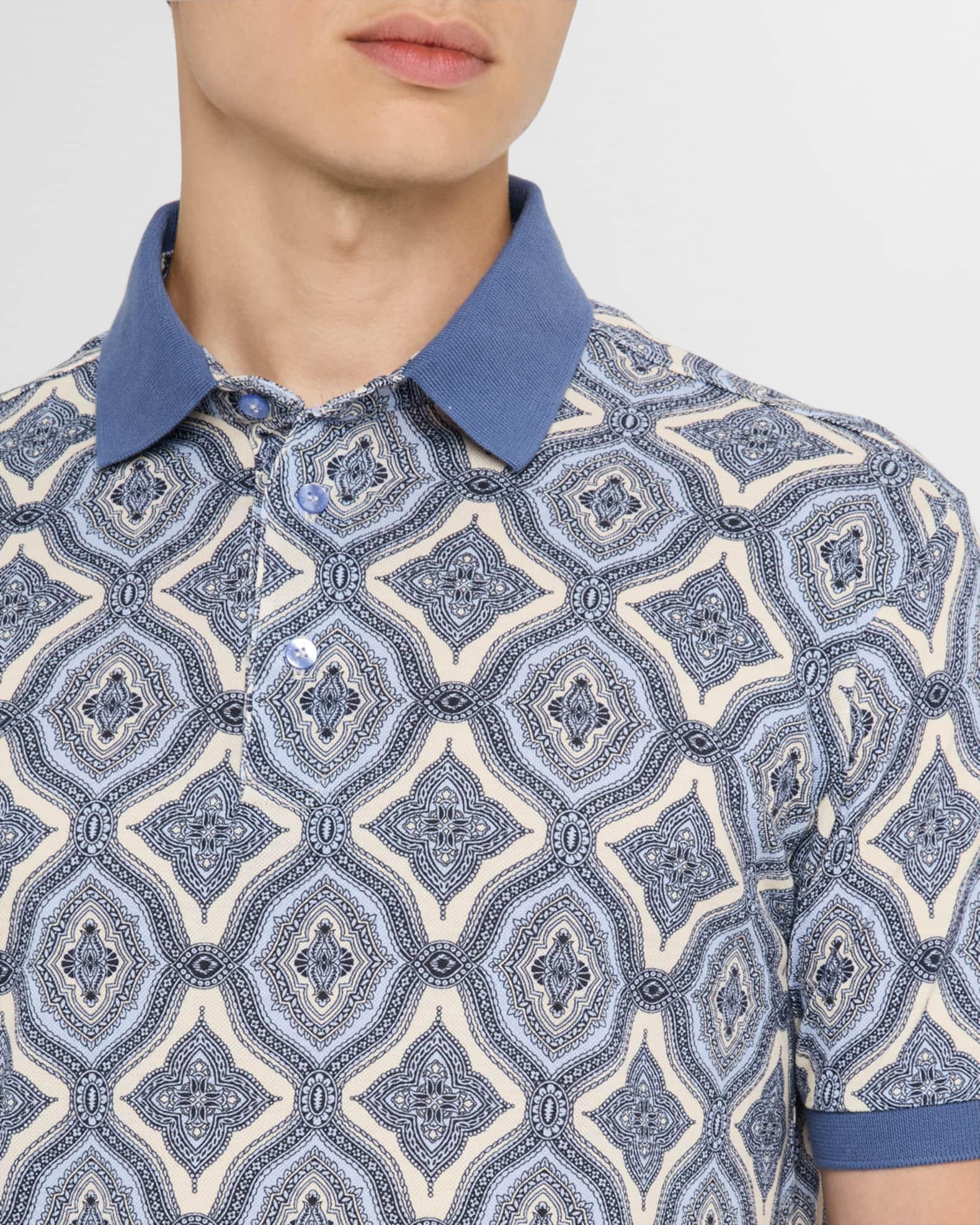 Men's Medallion Stripes Polo Shirt Product Image