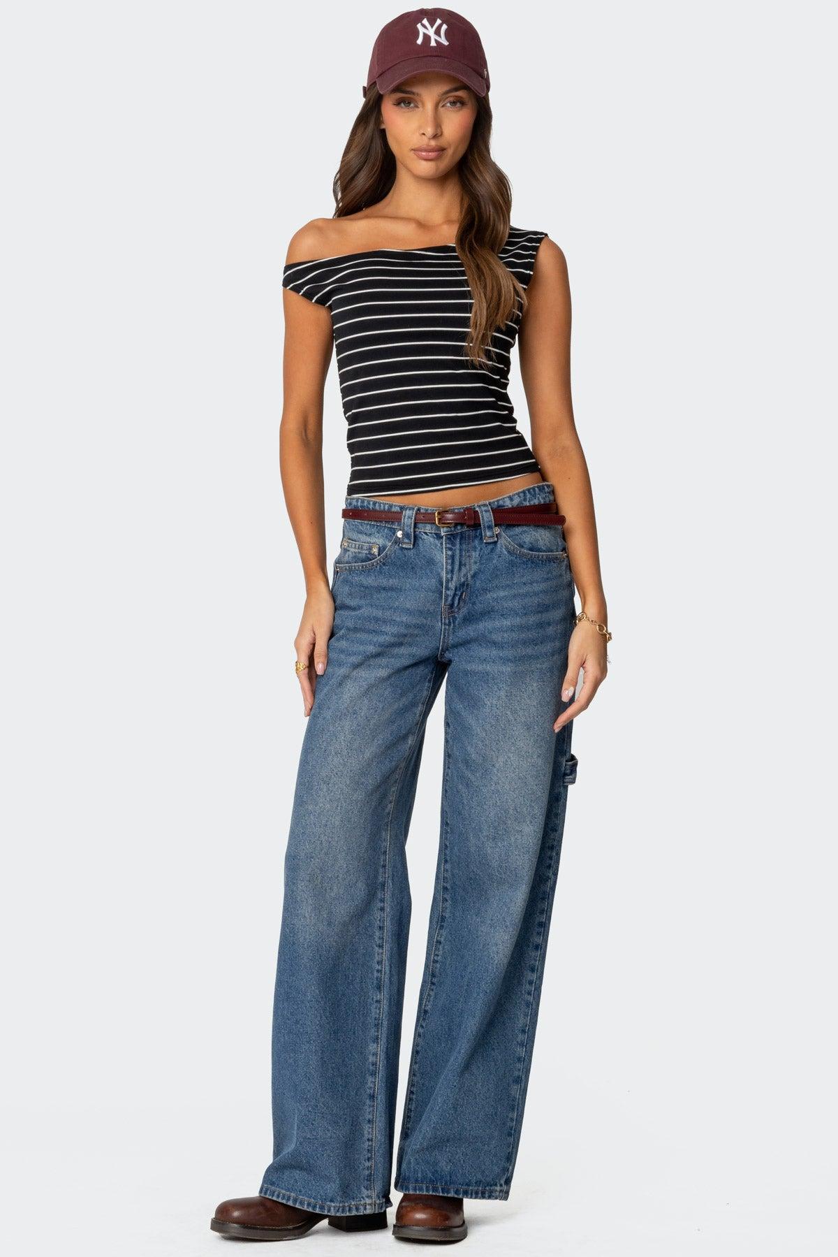 Keryn Striped Asymmetric Top Product Image