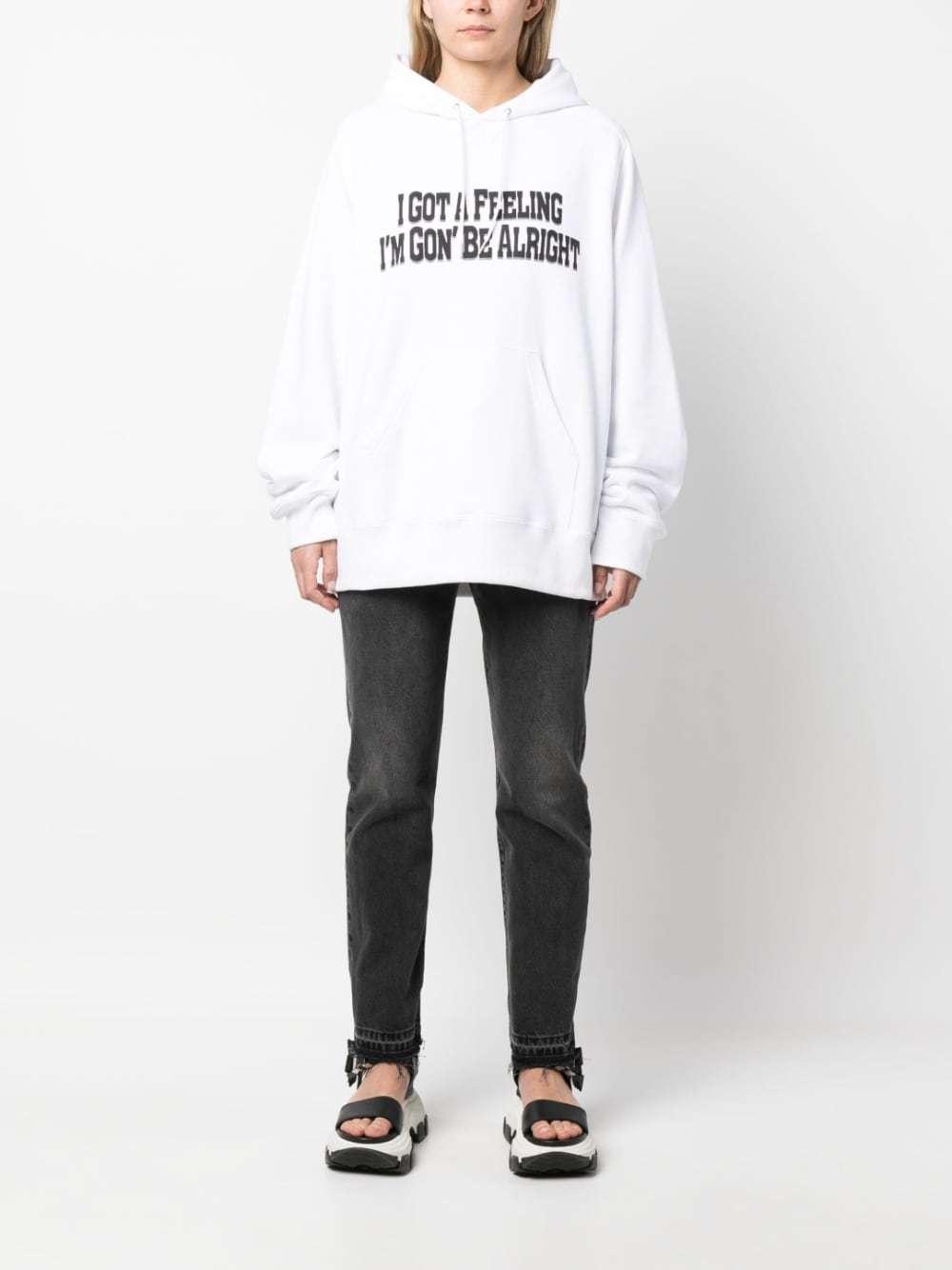 SACAI Slogan-print Cotton Hoodie In White Product Image