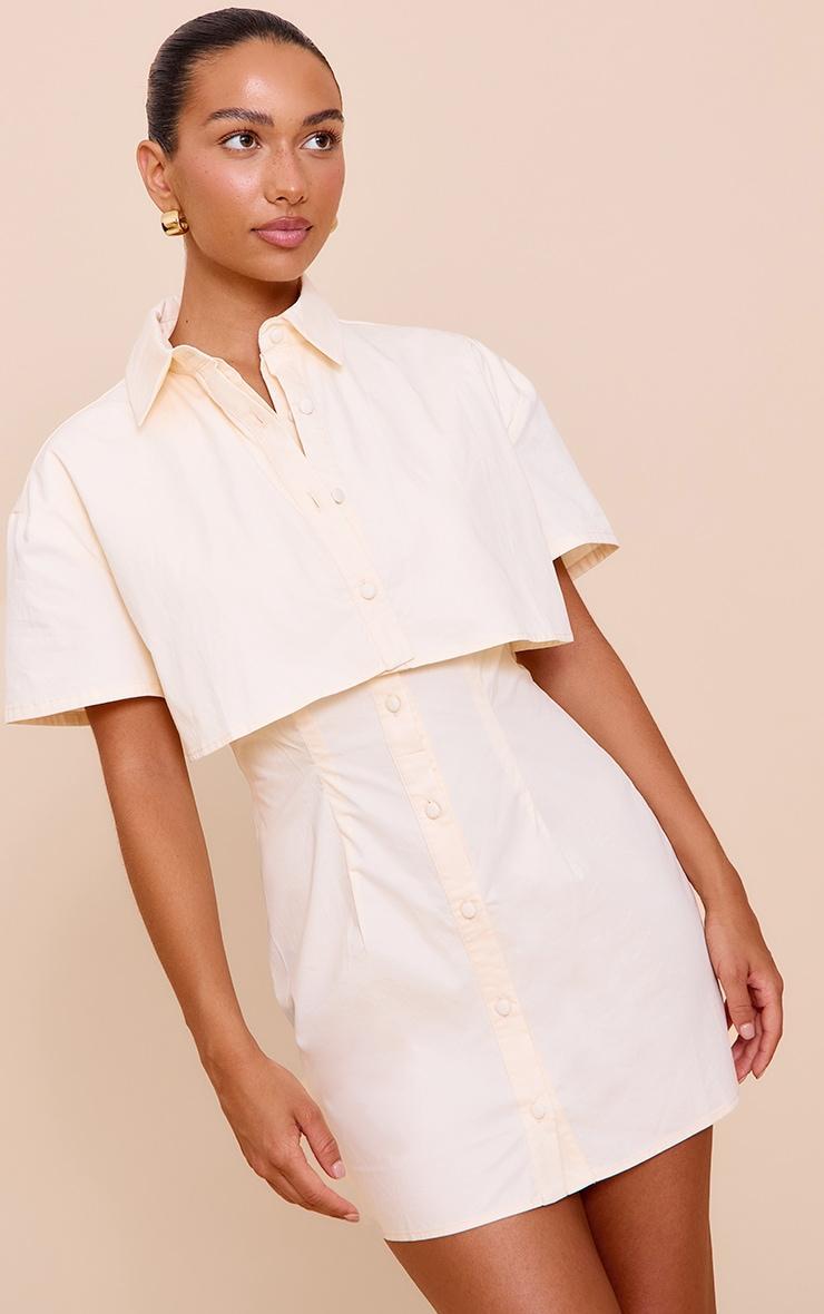 Cream Overlay Detail Shift Dress Product Image