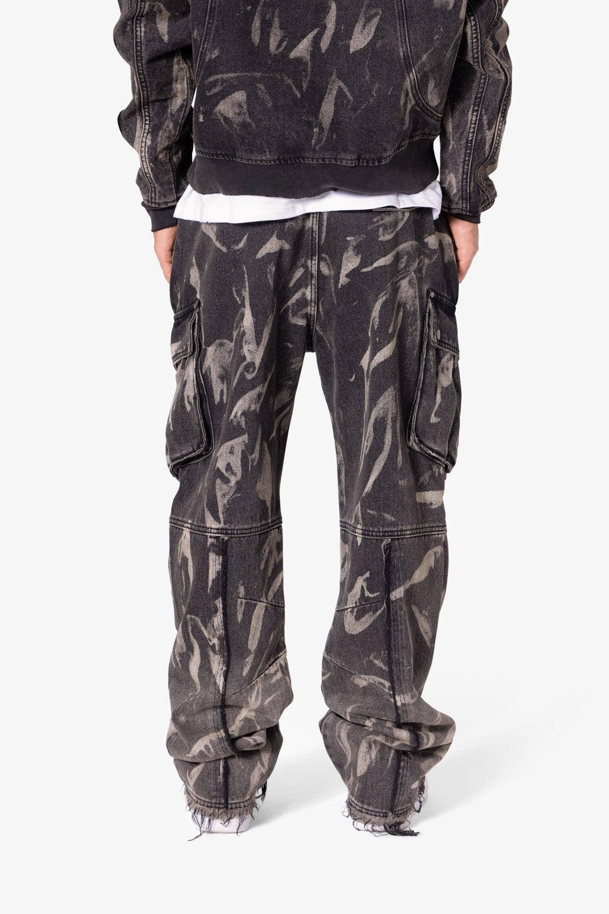 Ultra Baggy Rippled Denim Cargo Pants - Black Product Image