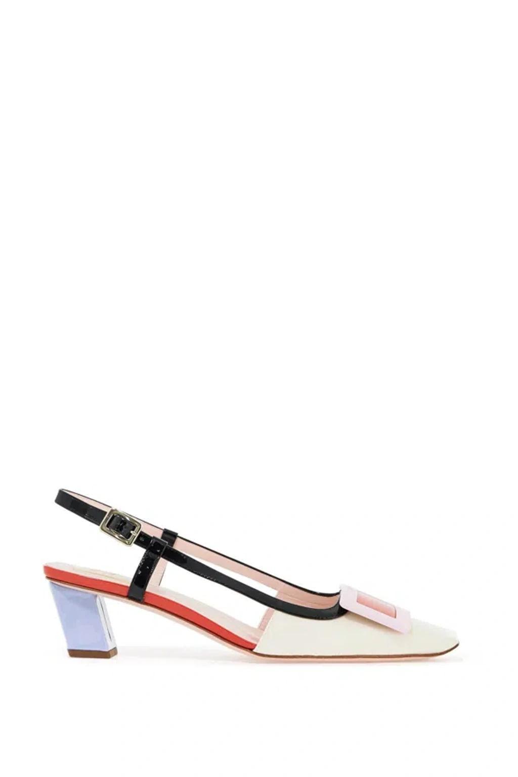 ROGER VIVIER Bv Lacquered Buckle Patent Leather Slingback Pumps In Multicolor Product Image
