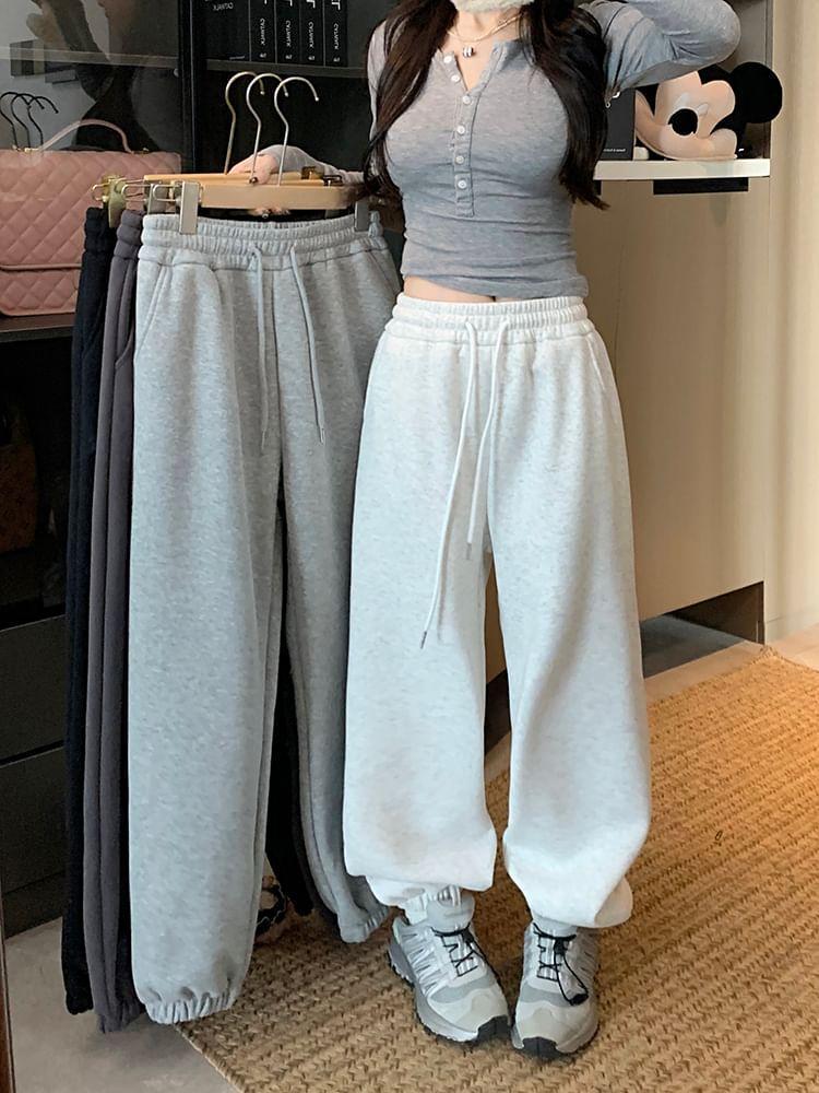 High Rise Plain Sweatpants Product Image