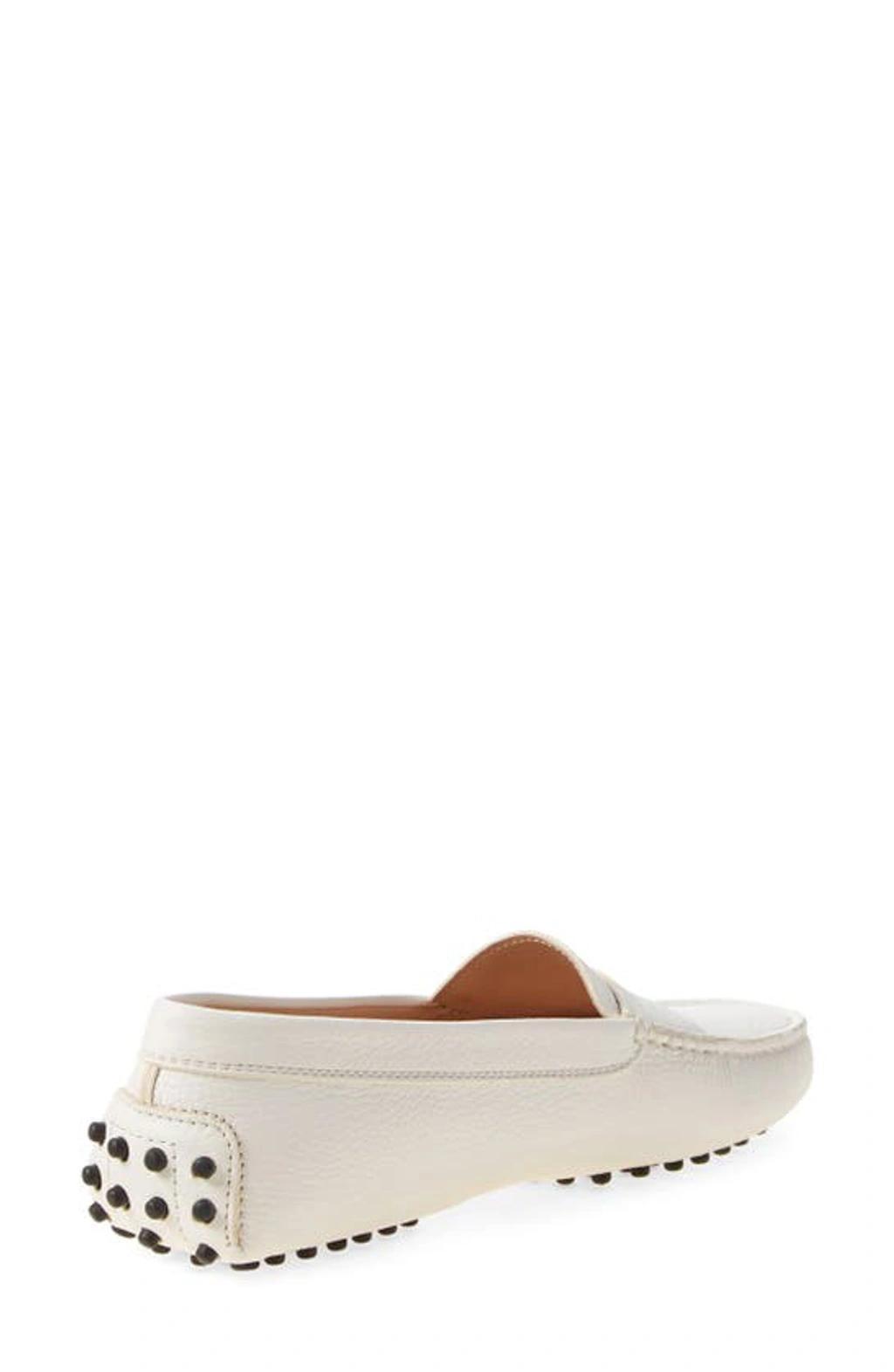 TOD'S Gommino Textured-leather Loafers In White Product Image