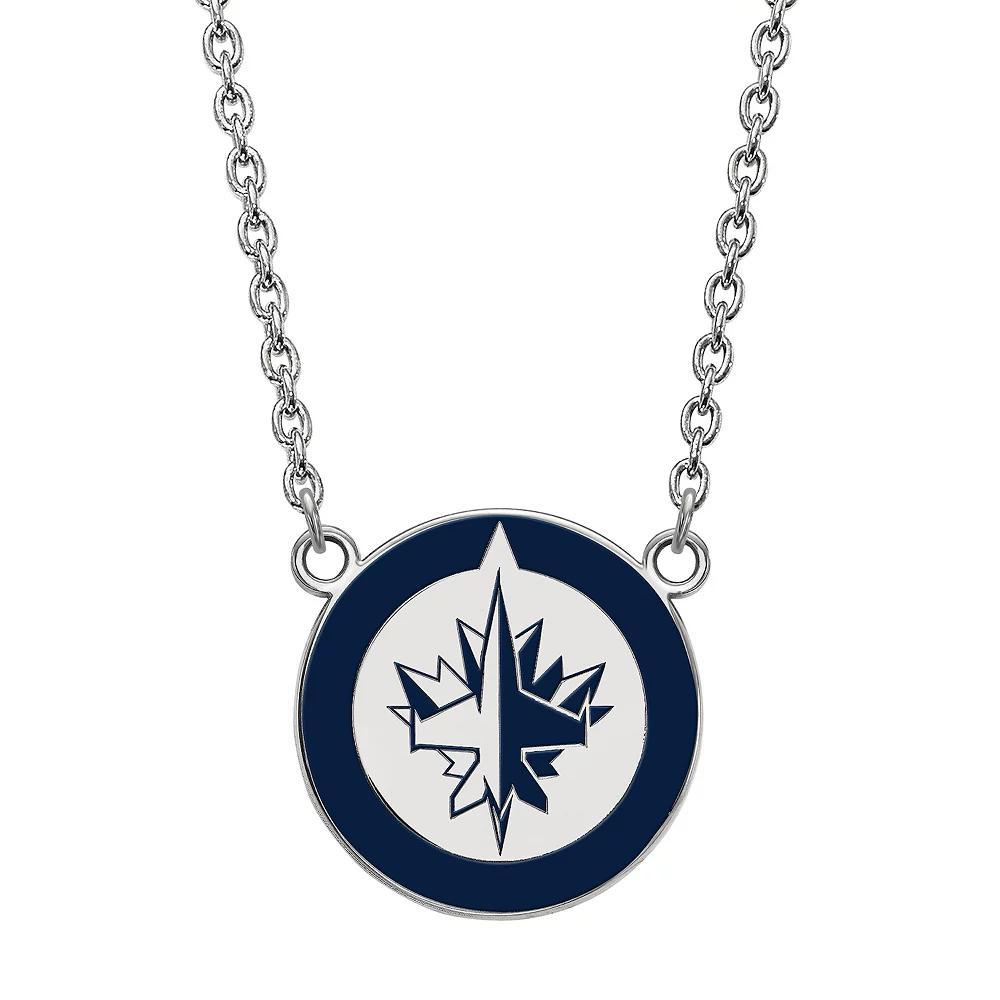LogoArt Sterling Silver Winnipeg Jets Large Enameled Pendant Necklace, Women's, Size: 18" Product Image