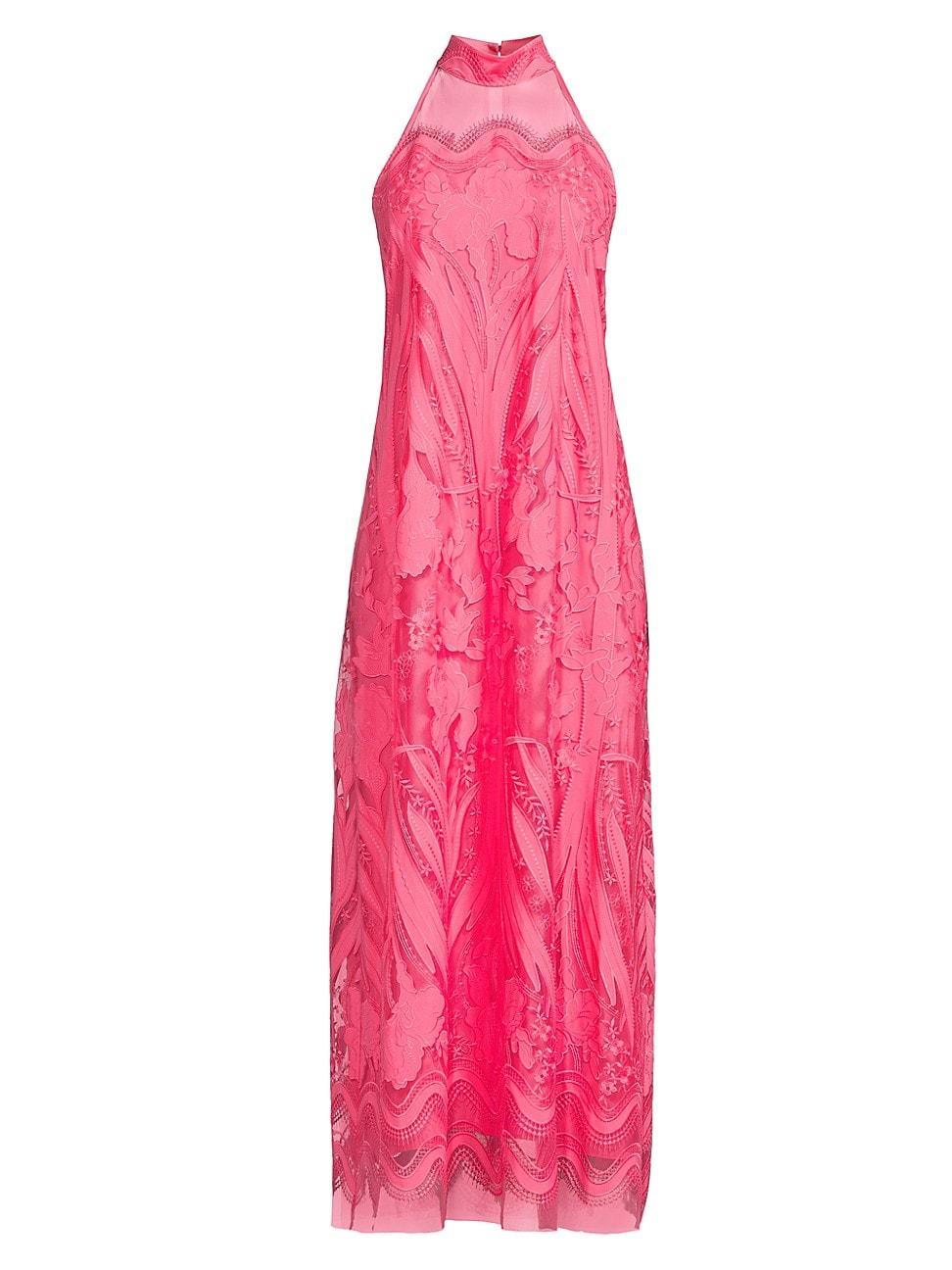 Womens Camila Mesh Lace Halter Maxi Dress Product Image