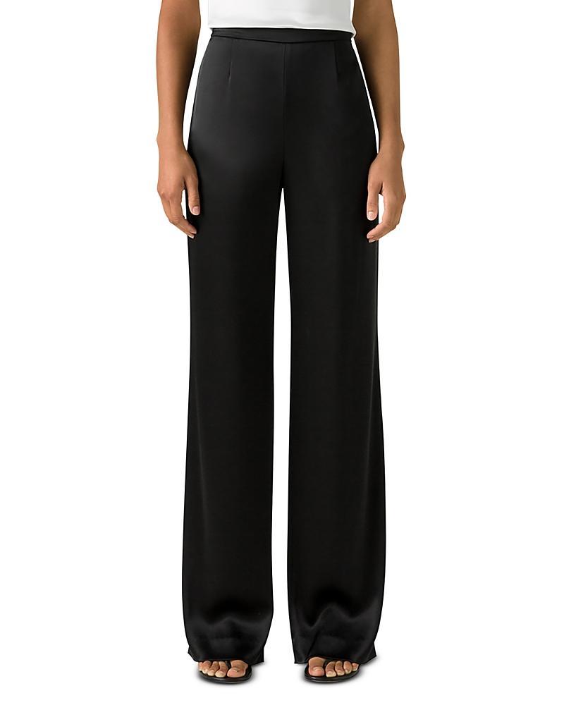 ST JOHN Kate Satin Wide-leg Pants In Black Product Image