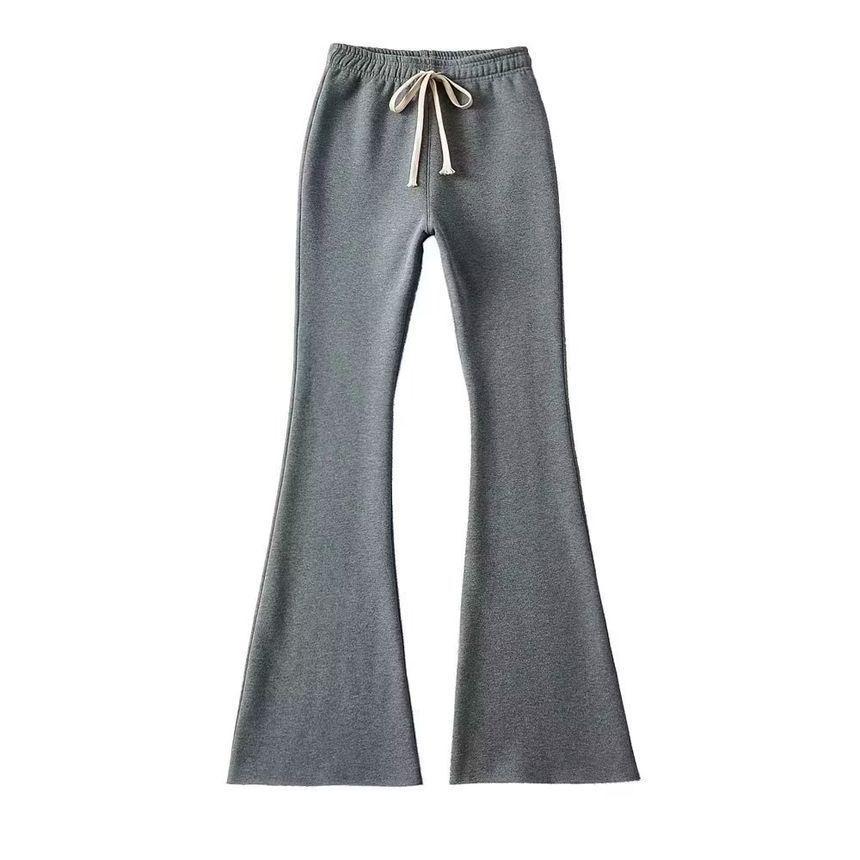 Drawstring Waist Plain Flared Sweatpants Product Image