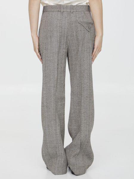 BOTTEGA VENETA Women's Wool And Silk Flares Pants In Grey Product Image