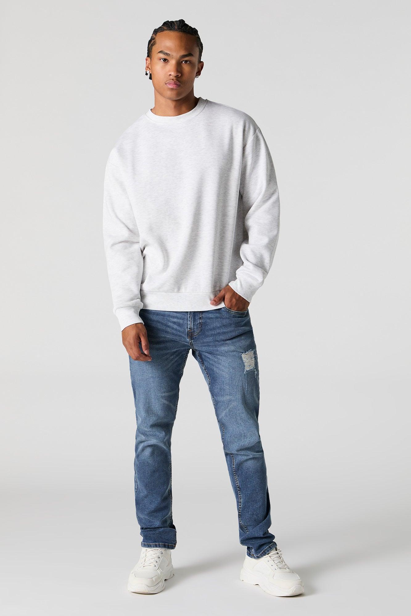 Solid Fleece Crewneck Sweatshirt Male Product Image