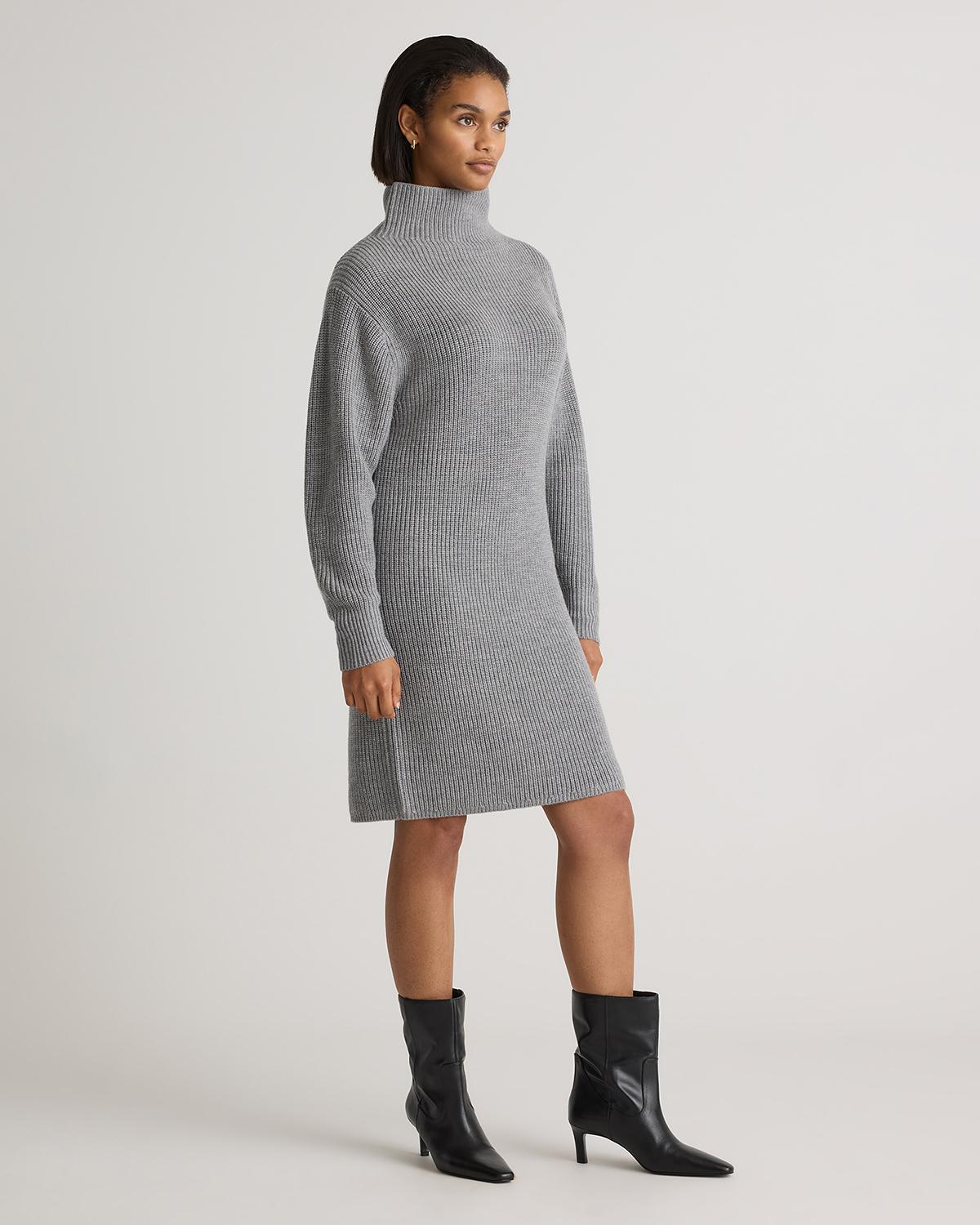 Quince | Women's Australian Merino Wool Relaxed Turtleneck Sweater Dress Size XS Product Image