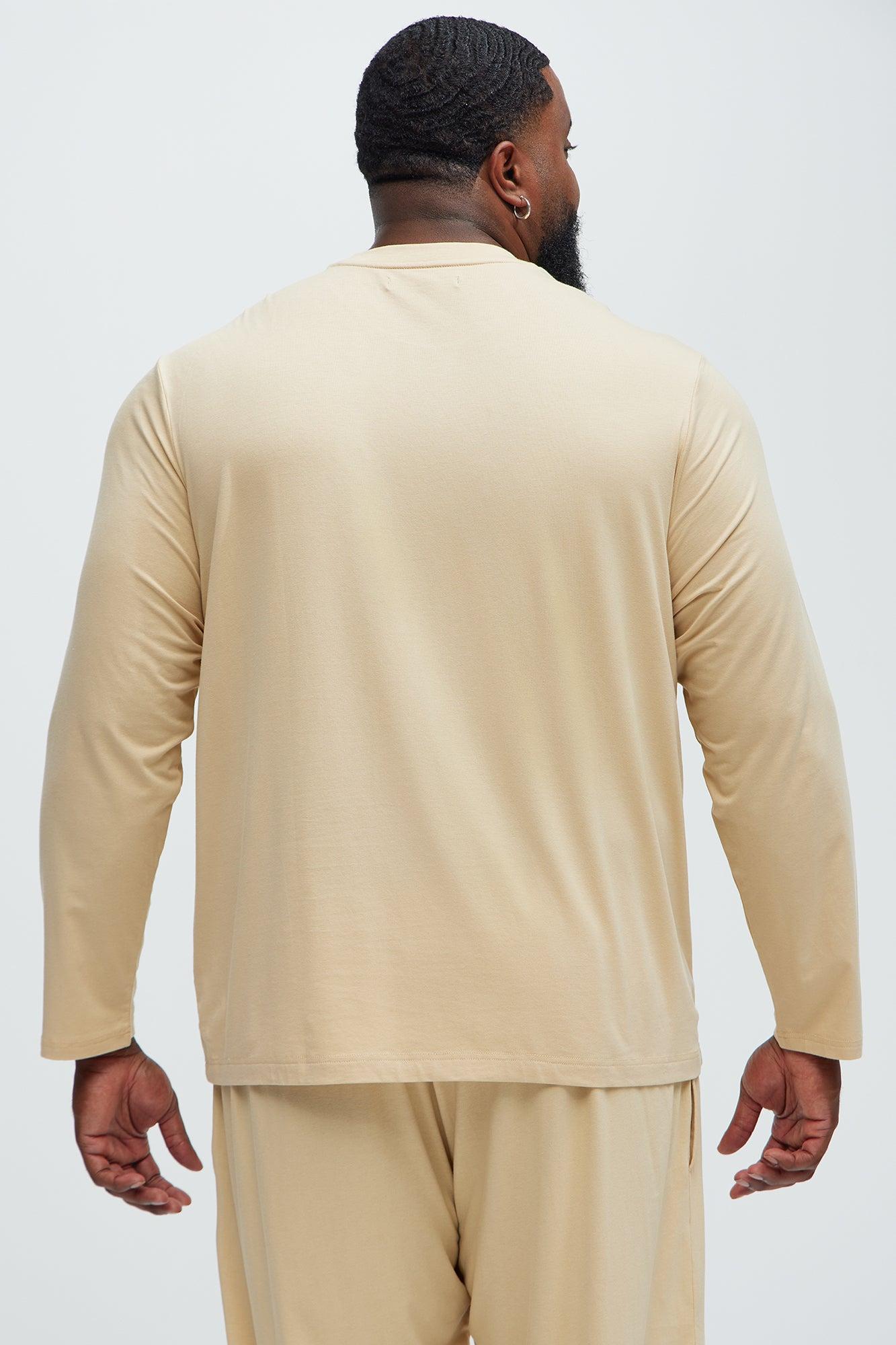 Essential Modal Lounge Long Sleeve Tee - Khaki Product Image