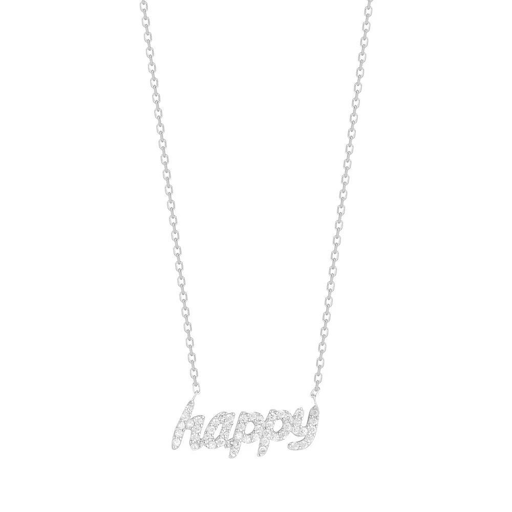 Sunkissed Sterling Cubic Zirconia "Happy" Necklace, Women's, Silver Tone Product Image