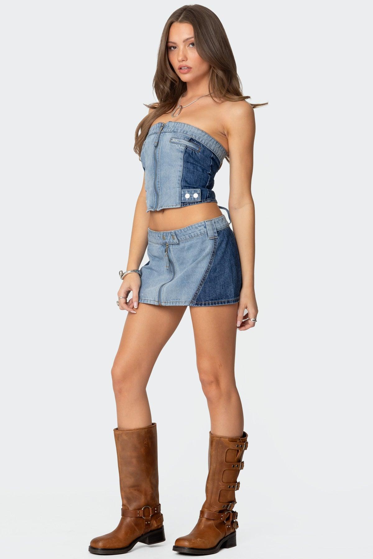 Reni Contrast Denim Zip Up Corset Product Image