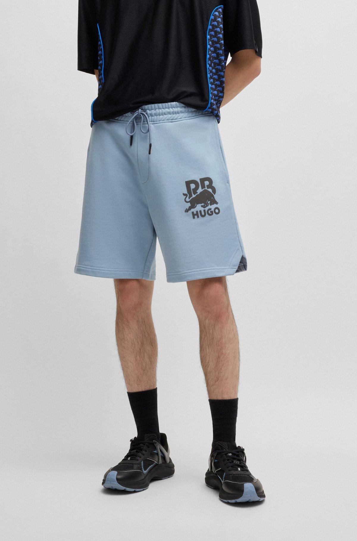 HUGO x RB cotton-terry shorts with carbon stealth logo Product Image