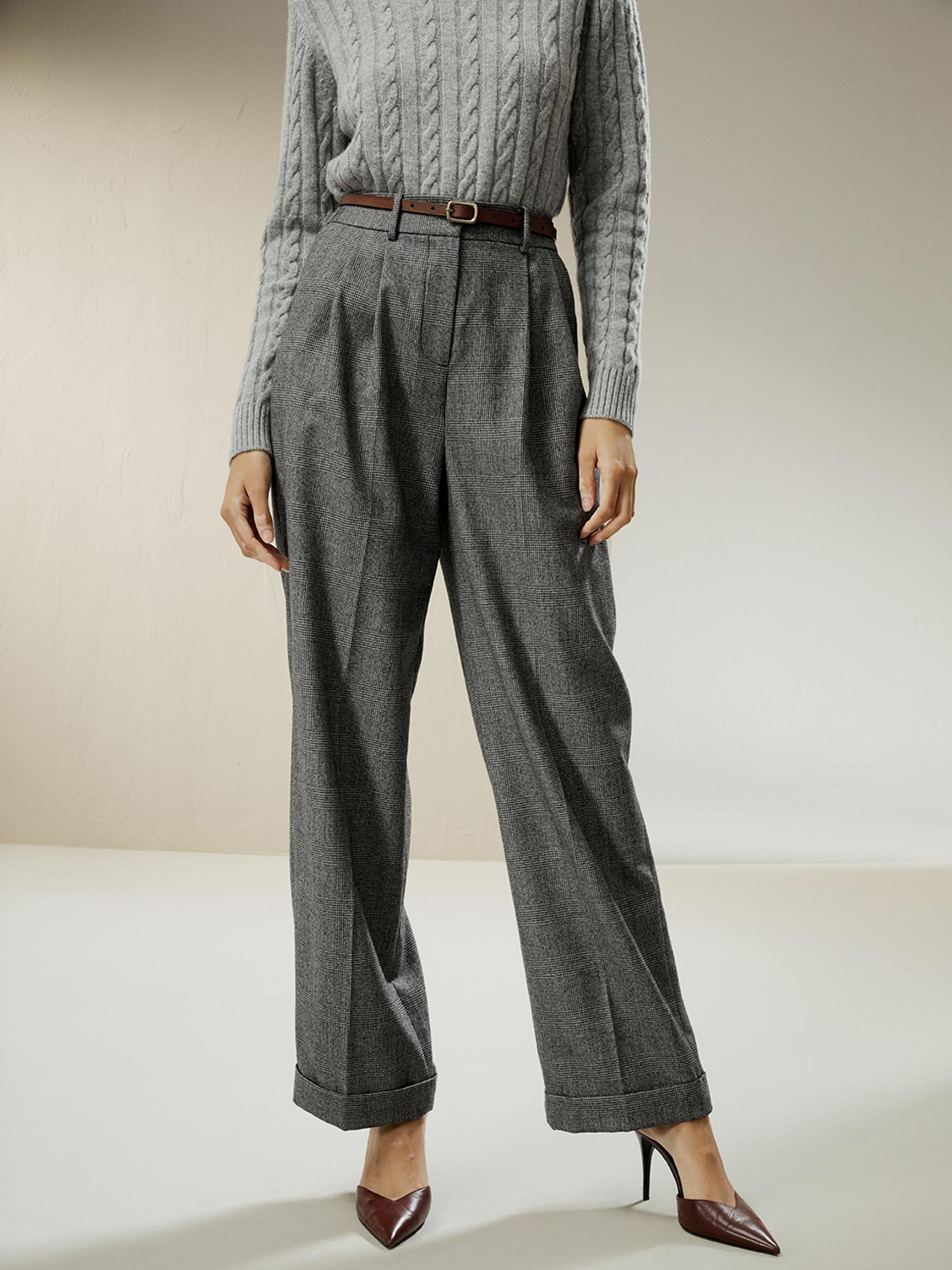 Wide leg wool-flannel suit trousers Product Image