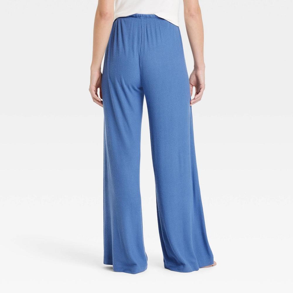 Women's Cozy Ribbed Wide Leg Pants - Auden™ Blue XXL: Relaxed Fit, Mid Rise, Full Waistband Elastic, 30" Inseam Product Image