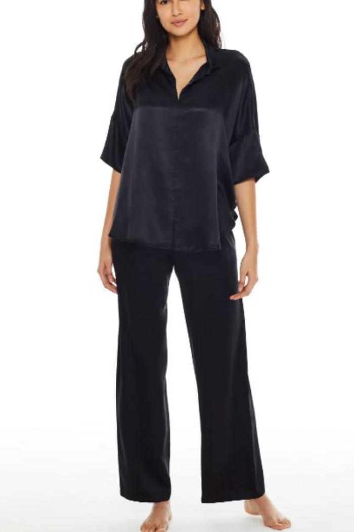 Fran Satin Top With Collar Product Image