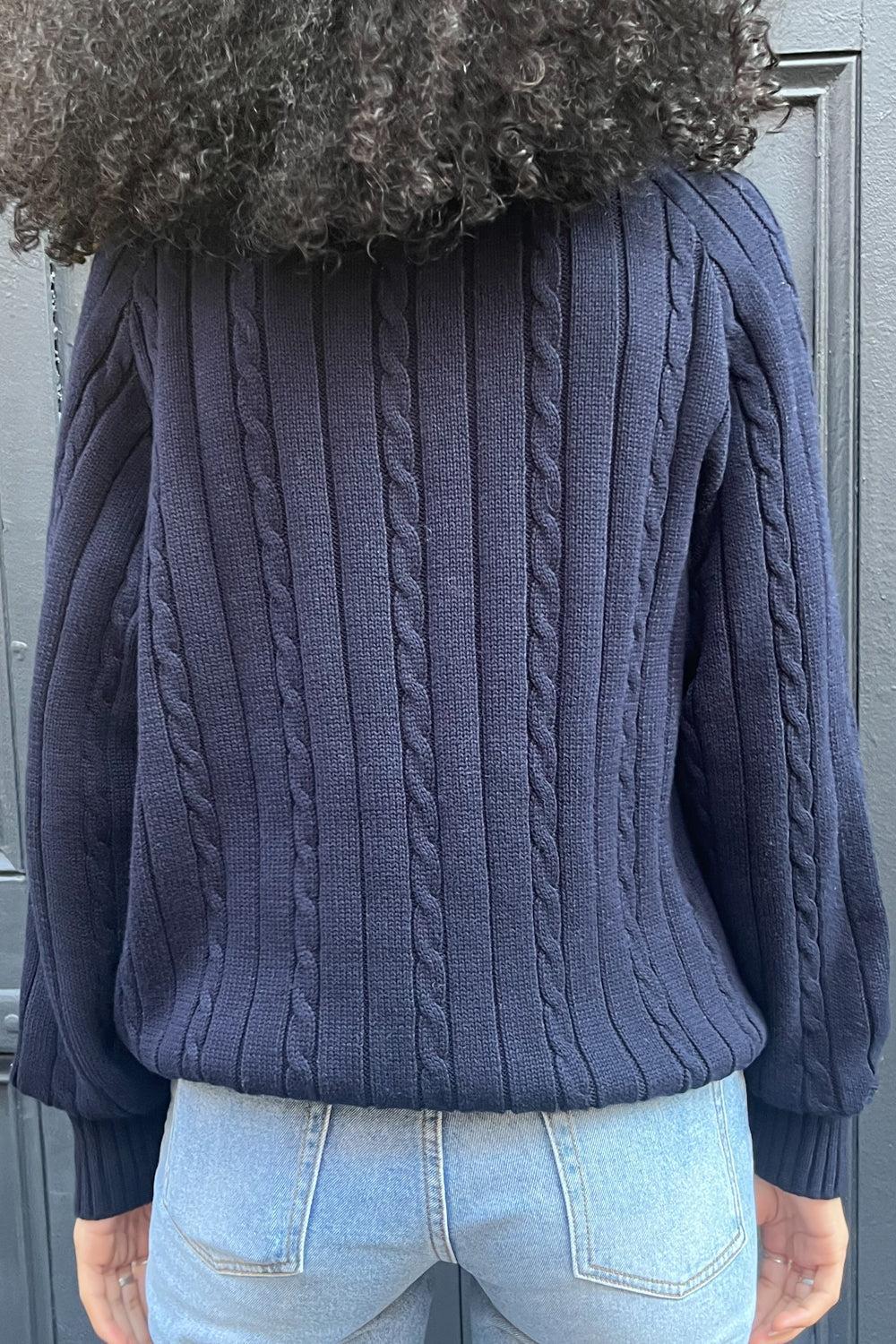 Ida Cotton Cable Knit V-Neck Sweater Product Image
