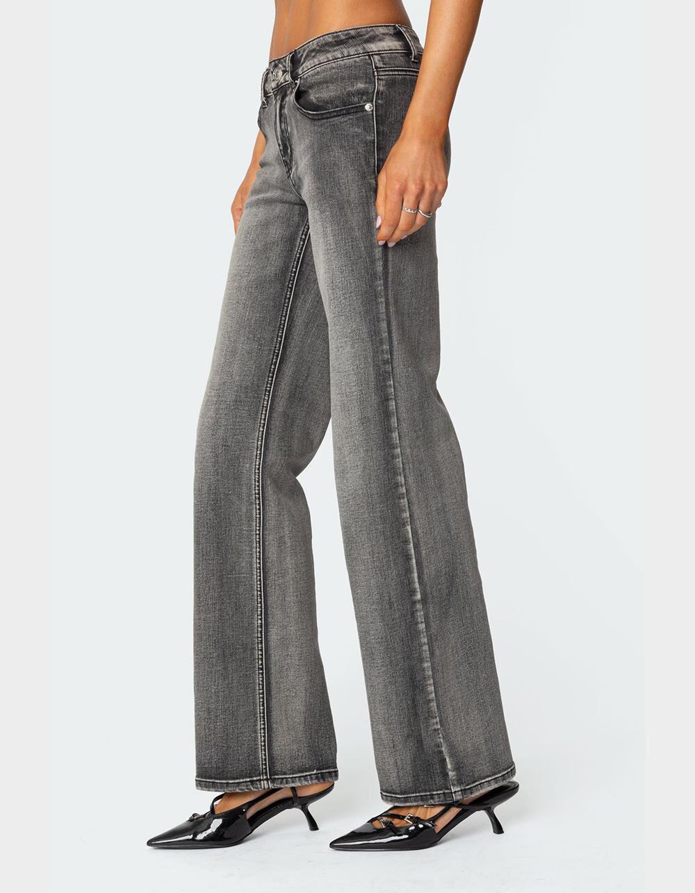 EDIKTED Boot Cut Washed Low Rise Jeans Product Image