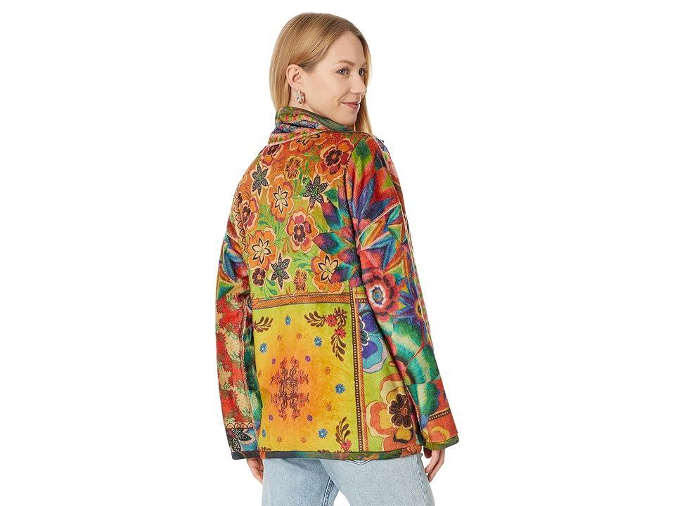 Johnny Was Joan Zip Sherpa Jacket (Tiedye Scarf Print) Women's Jacket Product Image