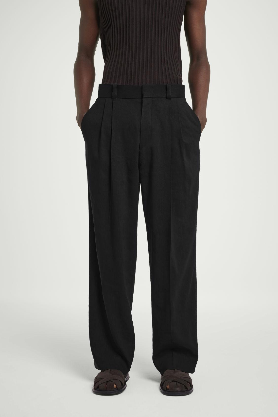 LINEN-BLEND WIDE-LEG TROUSERS Product Image