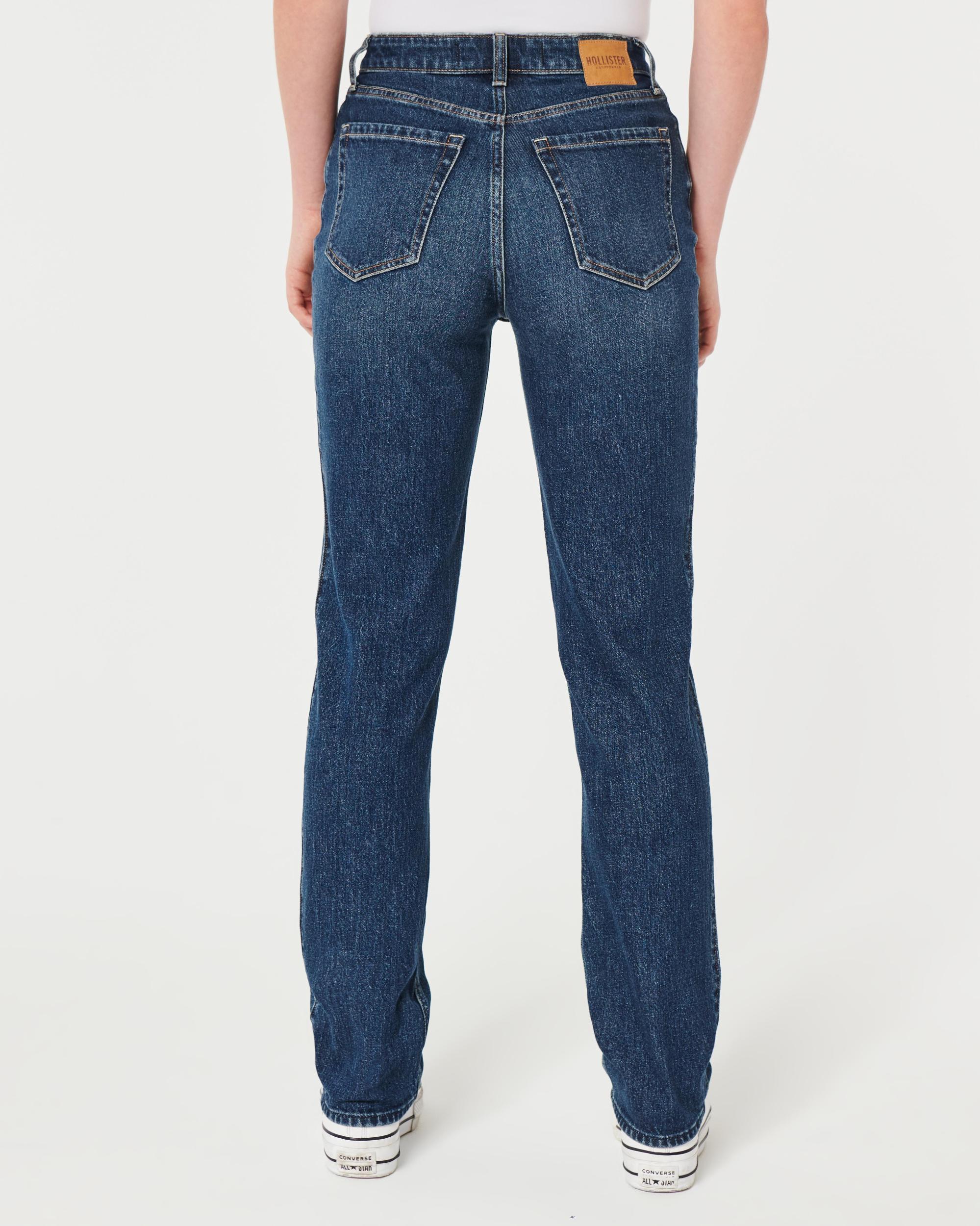 Ultra High-Rise Dark Wash 90s Straight Jeans Product Image