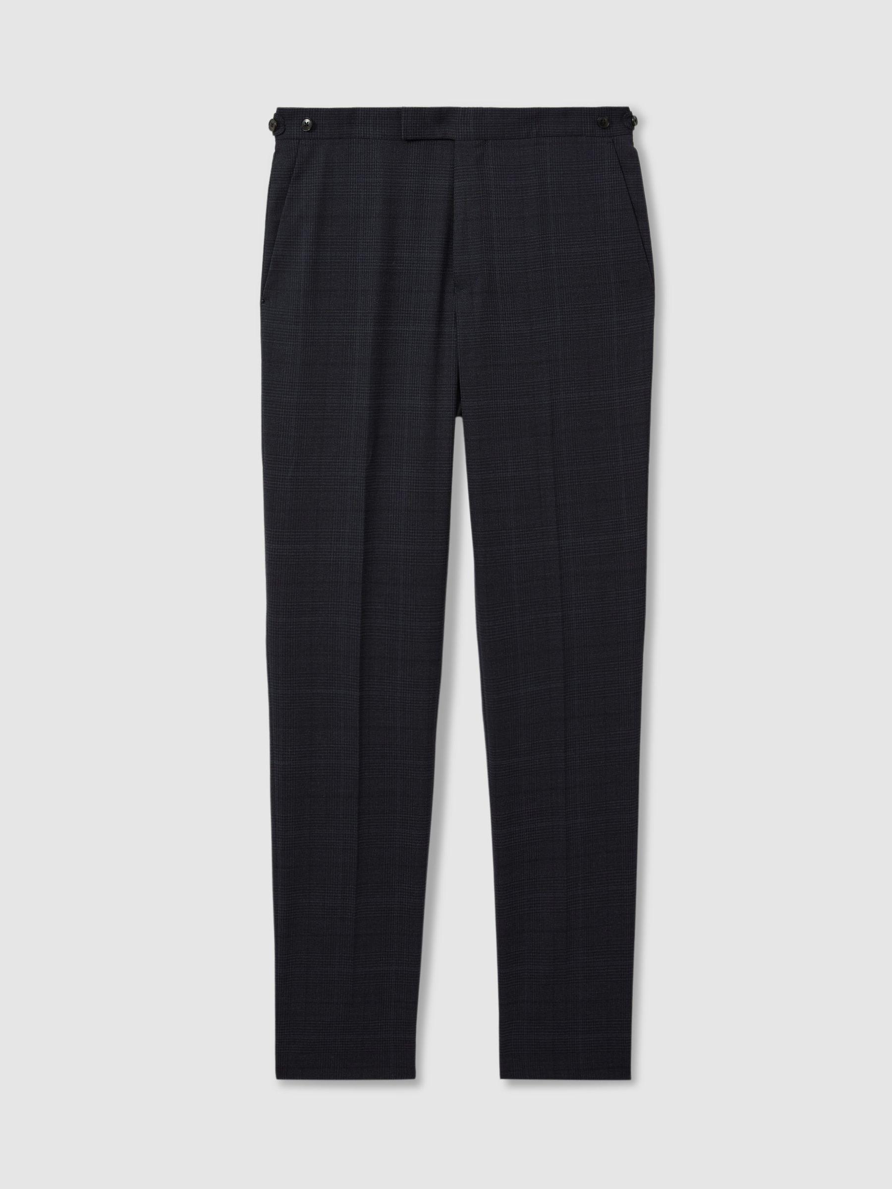 Wool Blend Suit Trousers in Prince of Wales Check in Navy Product Image