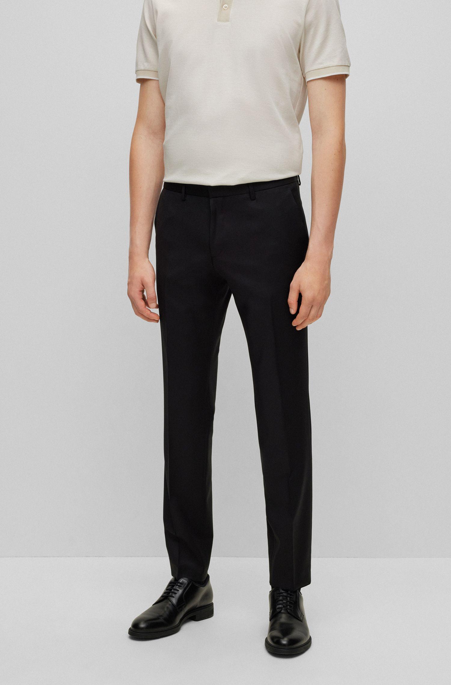 HUGO BOSS Straight-leg Wool Trousers In Black Product Image