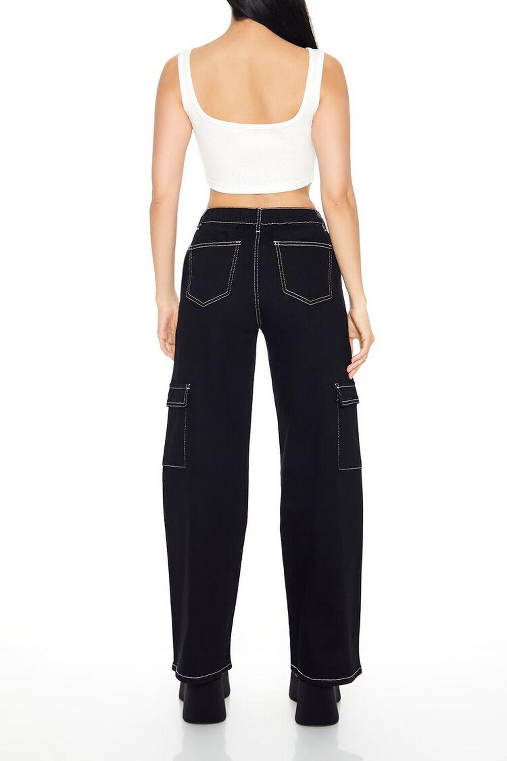 Twill Contrast-Trim Cargo Pants | Forever 21 Product Image