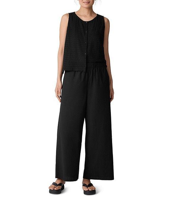 Eileen Fisher Organic Cotton Poplin Wide Leg Ankle Pants Product Image