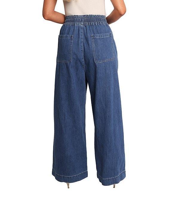 Petal & Pup Jenni Elastic Drawstring Waist Wide Leg Pull-On Denim Pants Product Image