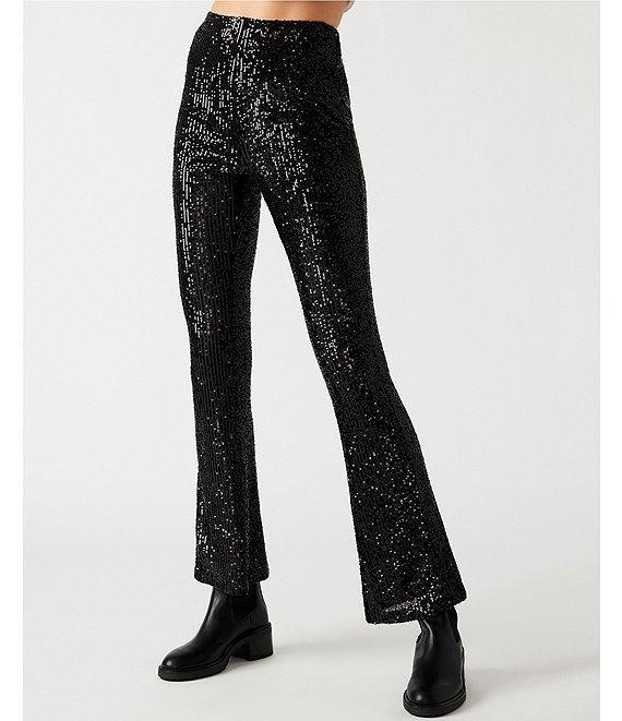 Steve Madden Citrine Stretch Sequin Flare Leg Legging Pants Product Image