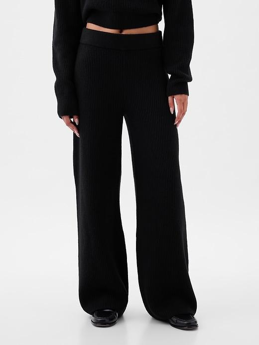 CashSoft Shaker-Stitch Sweater Pants Product Image