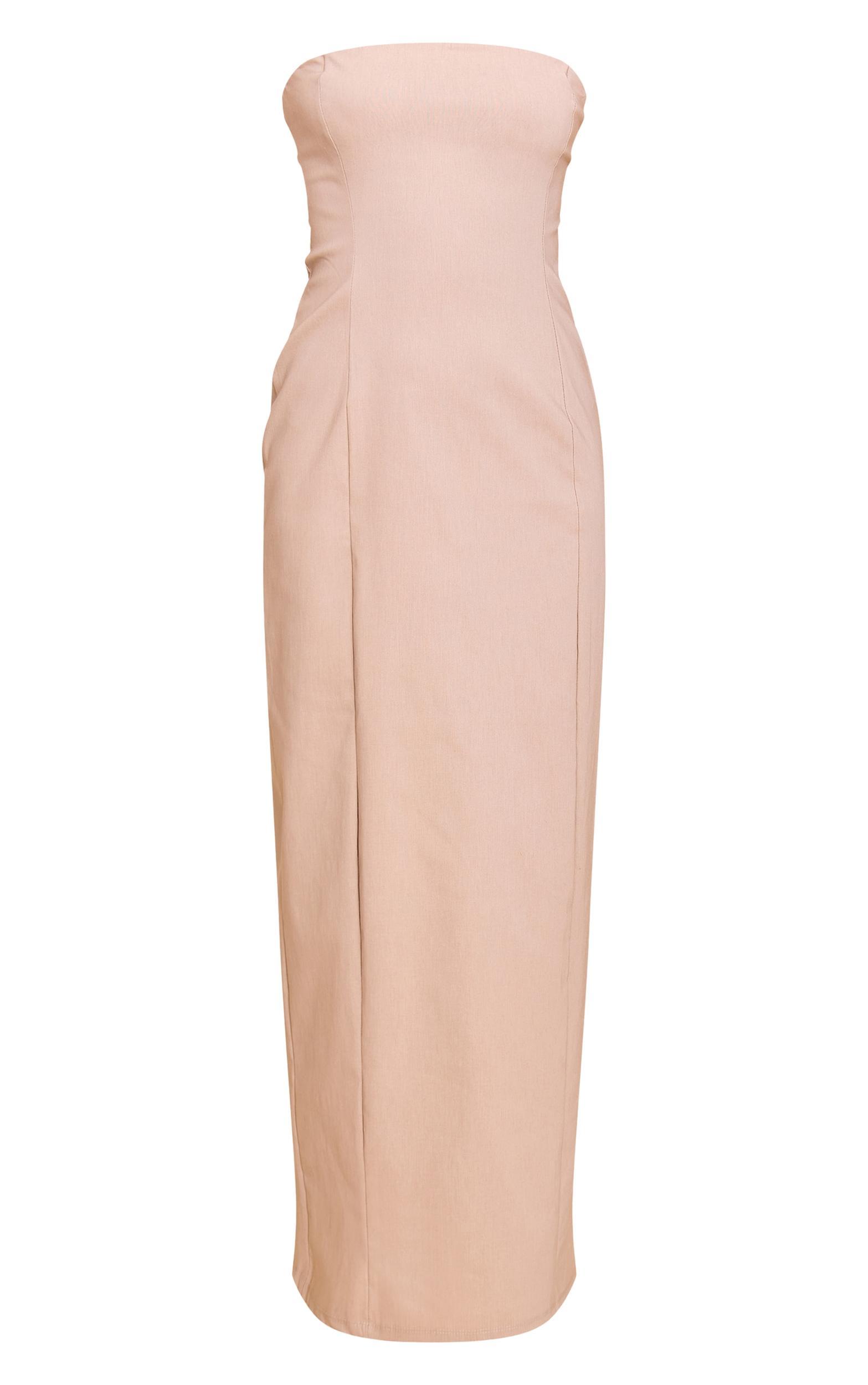 Stone Stretch Woven Bandeau Column Maxi Dress Product Image